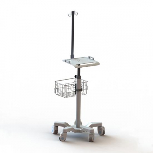 Height-adjustable ventilator cart with hook